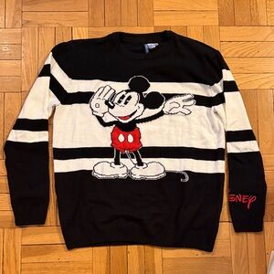 H&M Black and White Mickey Mouse Crewneck Sweater